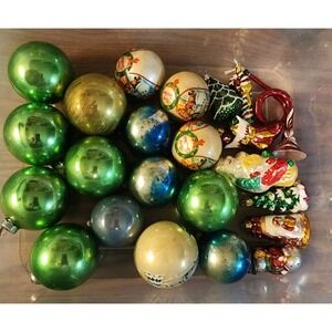 Vintage Lot Of 23 Mercury Glass Christmas Ornaments, Germany, Shiny Brite, USA